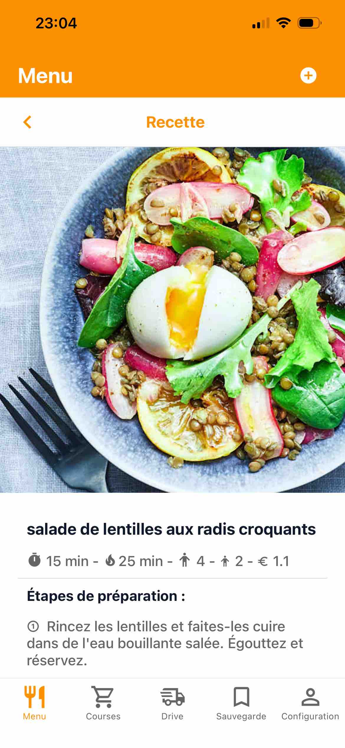 Salade lentilles